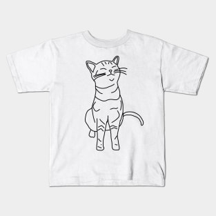 Cat Minimal Animals Doodle Kids T-Shirt